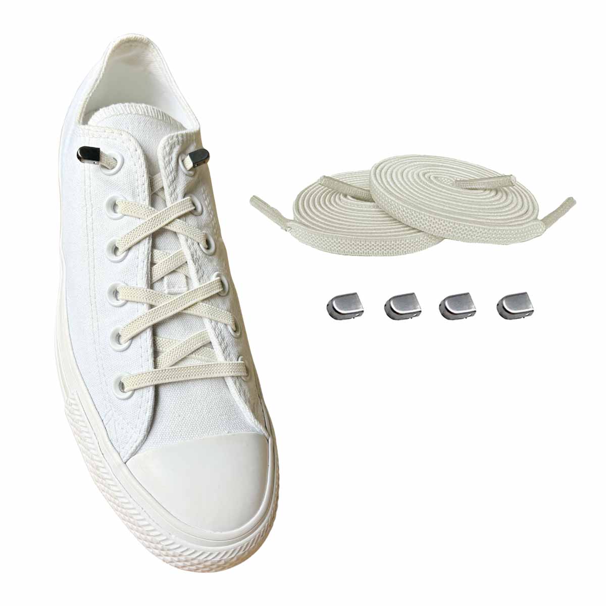 cordones-elásticos-blanco-crema-clip-mate-zapatos