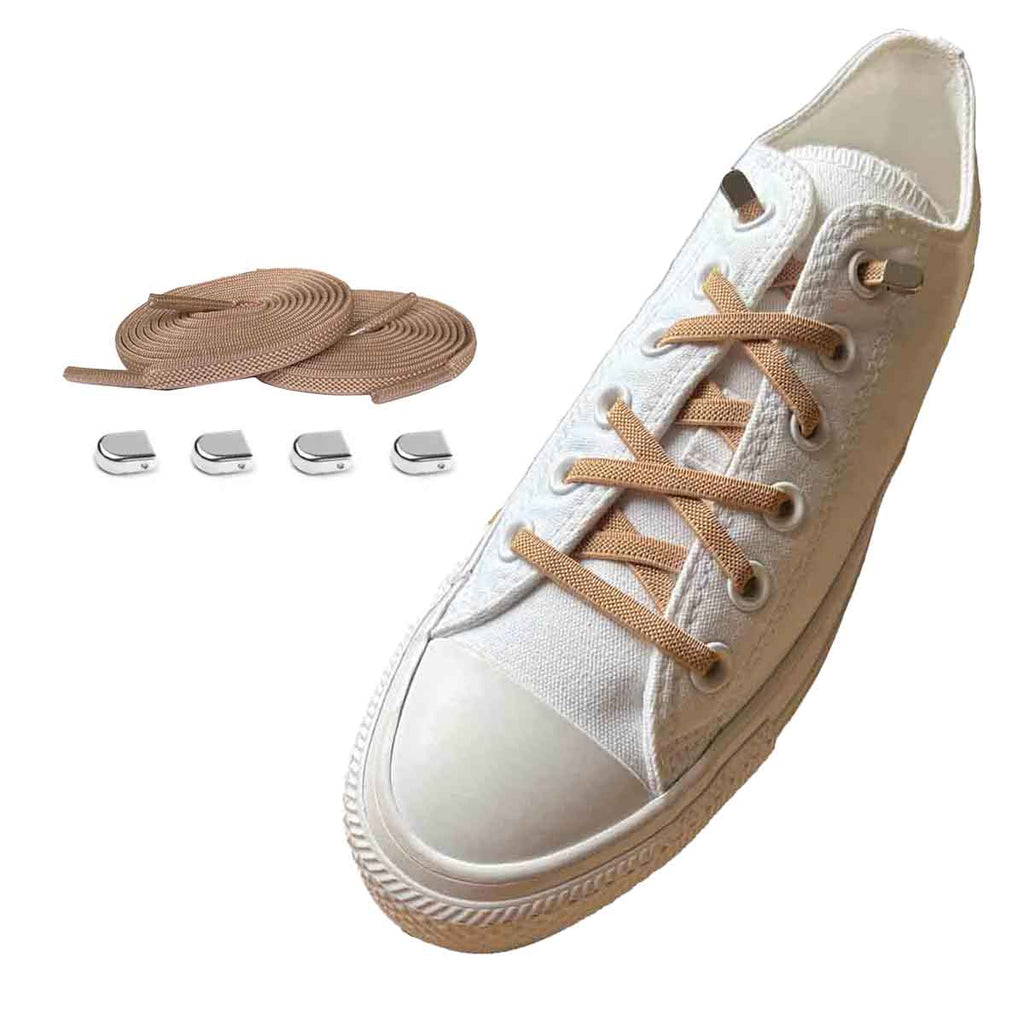cordones-elásticos-marrón-claro-clip-plata-brillante-zapatos