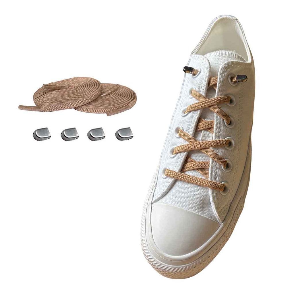 cordones-elásticos-marrón-claro-clip-plata-mate-zapatos
