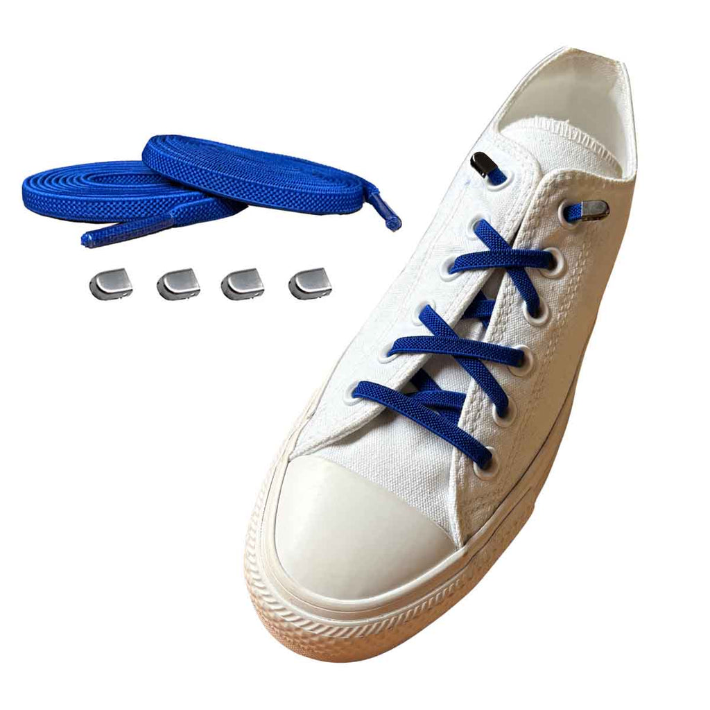 96 cordones elasticos azul oscuro clip plata mate zapatos