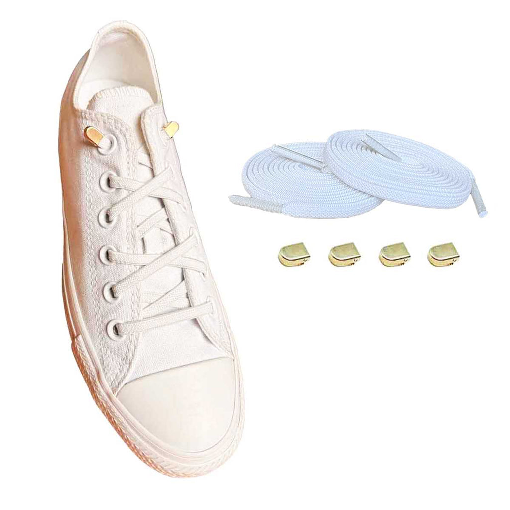 96 cordones elasticos blanco clip oro zapatos