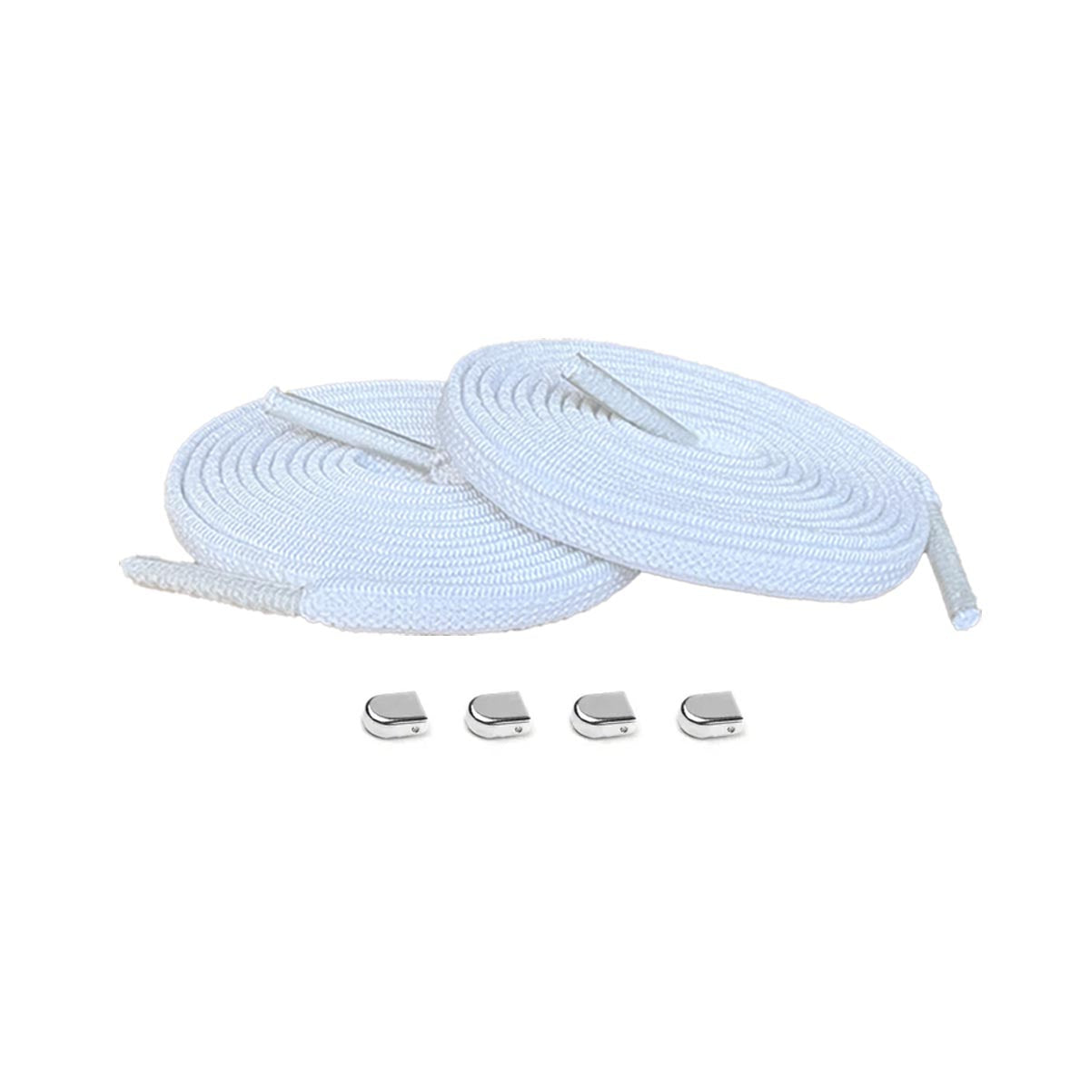 96 cordones elasticos blanco clip plata brillante