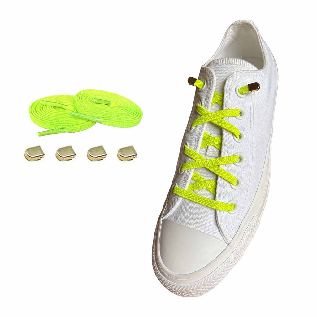 cordones-elásticos-amarillo-neón-clip-oro-zapatos
