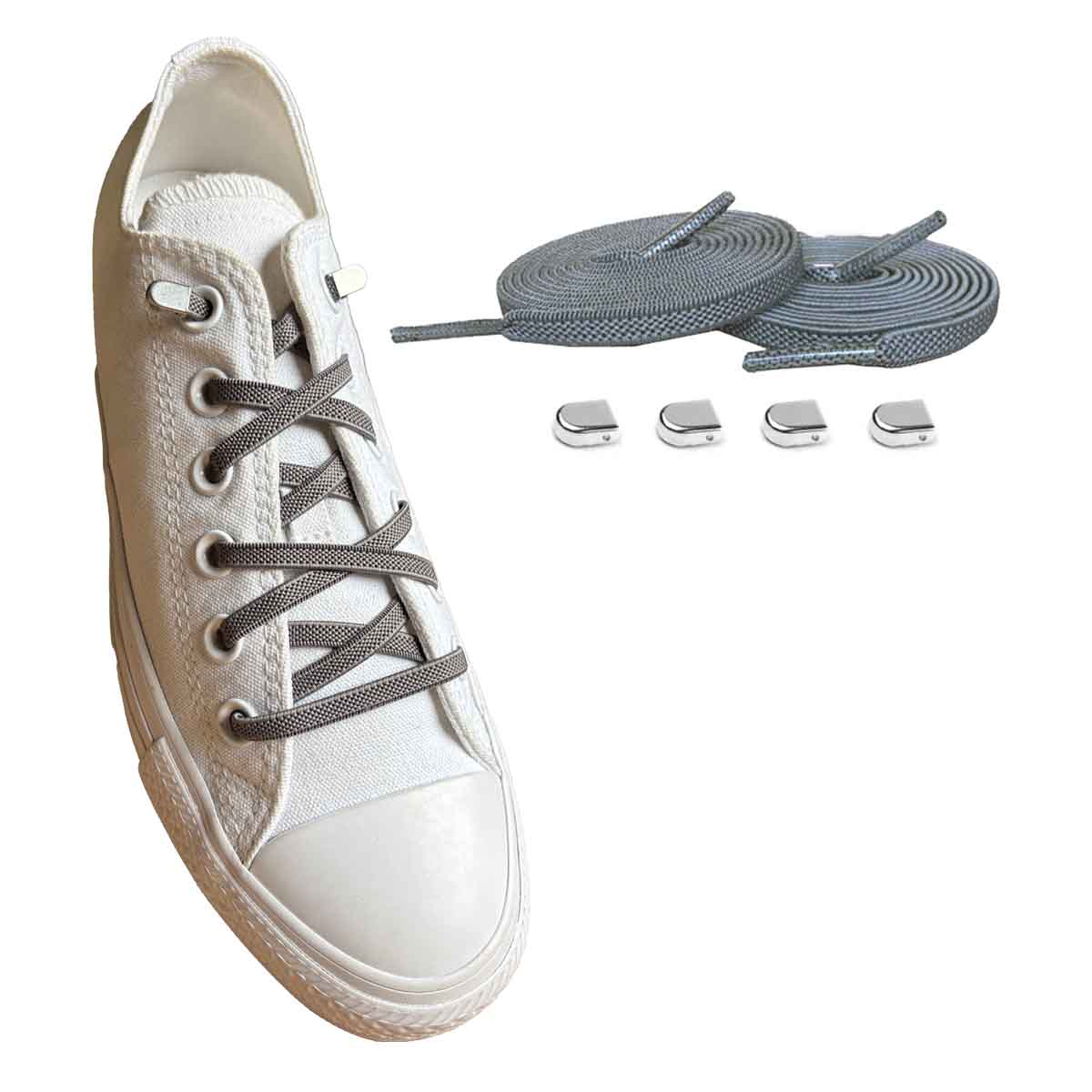 cordones-elasticos-gris-clip-plata-brillante-zapatos