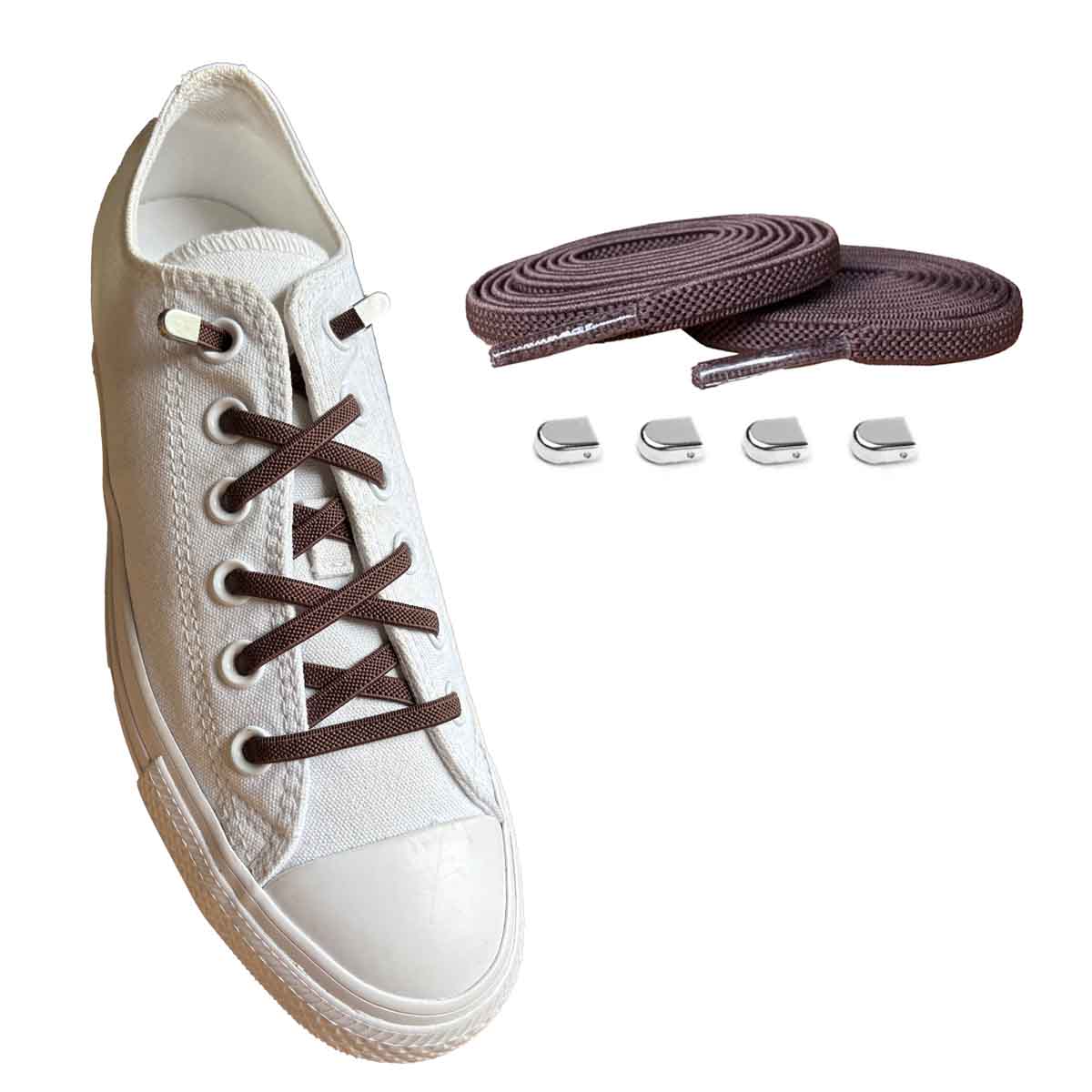 cordones-elasticos-marron-azul-marino-clip-plata-brillante-zapatos