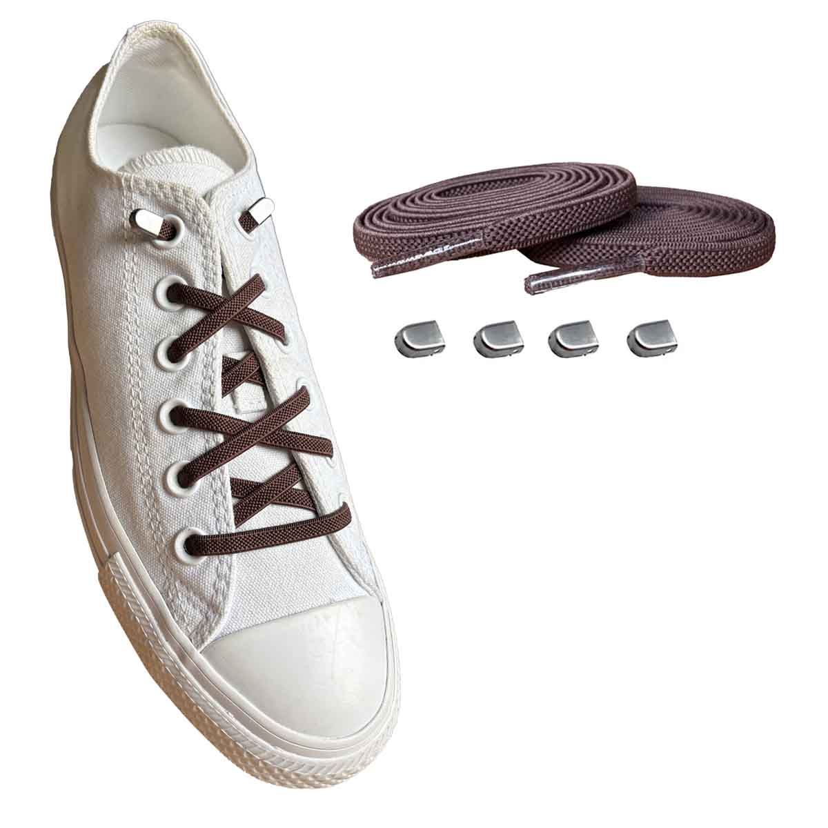 cordones-elasticos-marron-azul-marino-clip-plata-mate-zapatos
