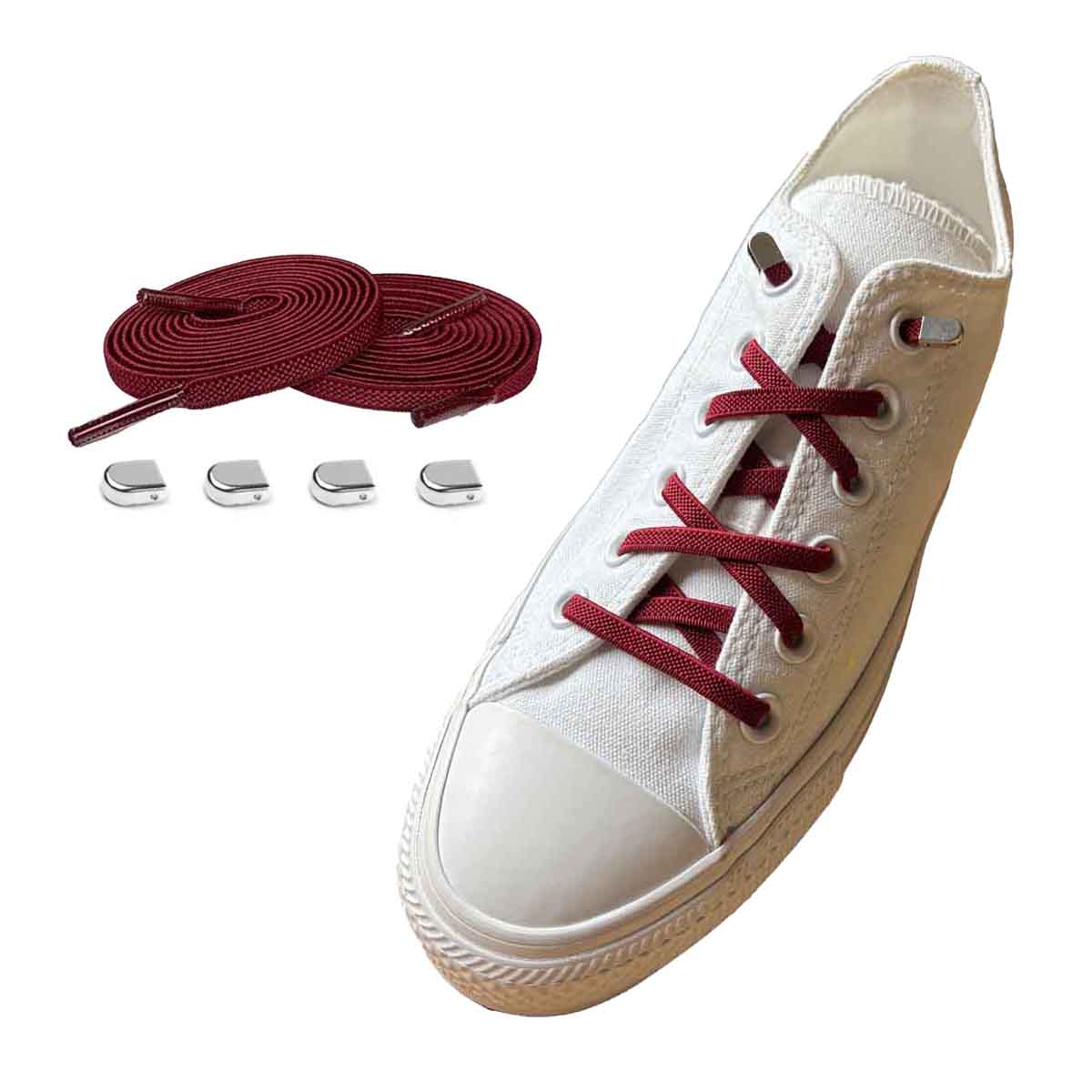 cordones-elasticos-rotbordeaux-clip-plata-brillante-zapatos