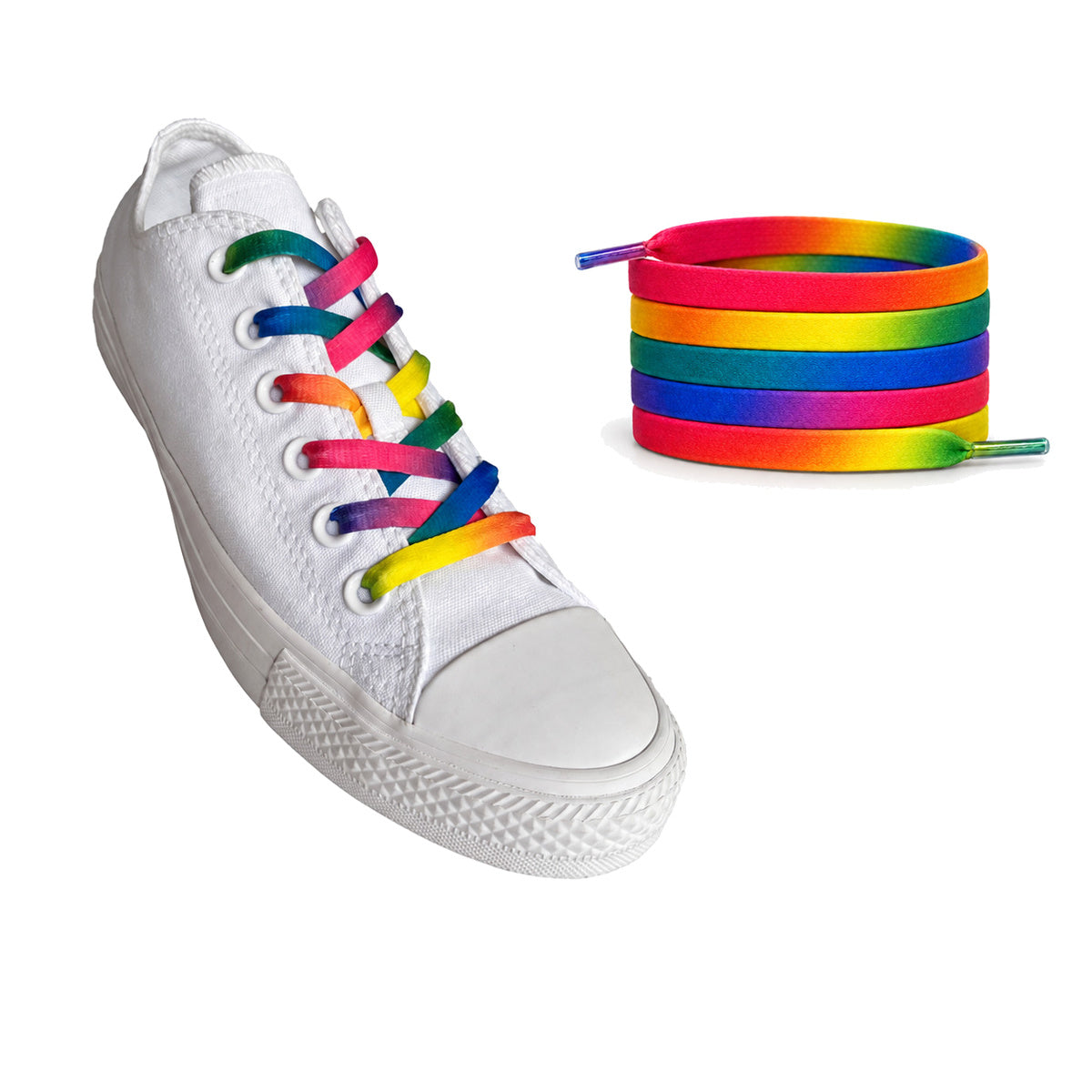 Arcoíris degradado – cordones plano arcoiris degradado 02 sneaker blanco