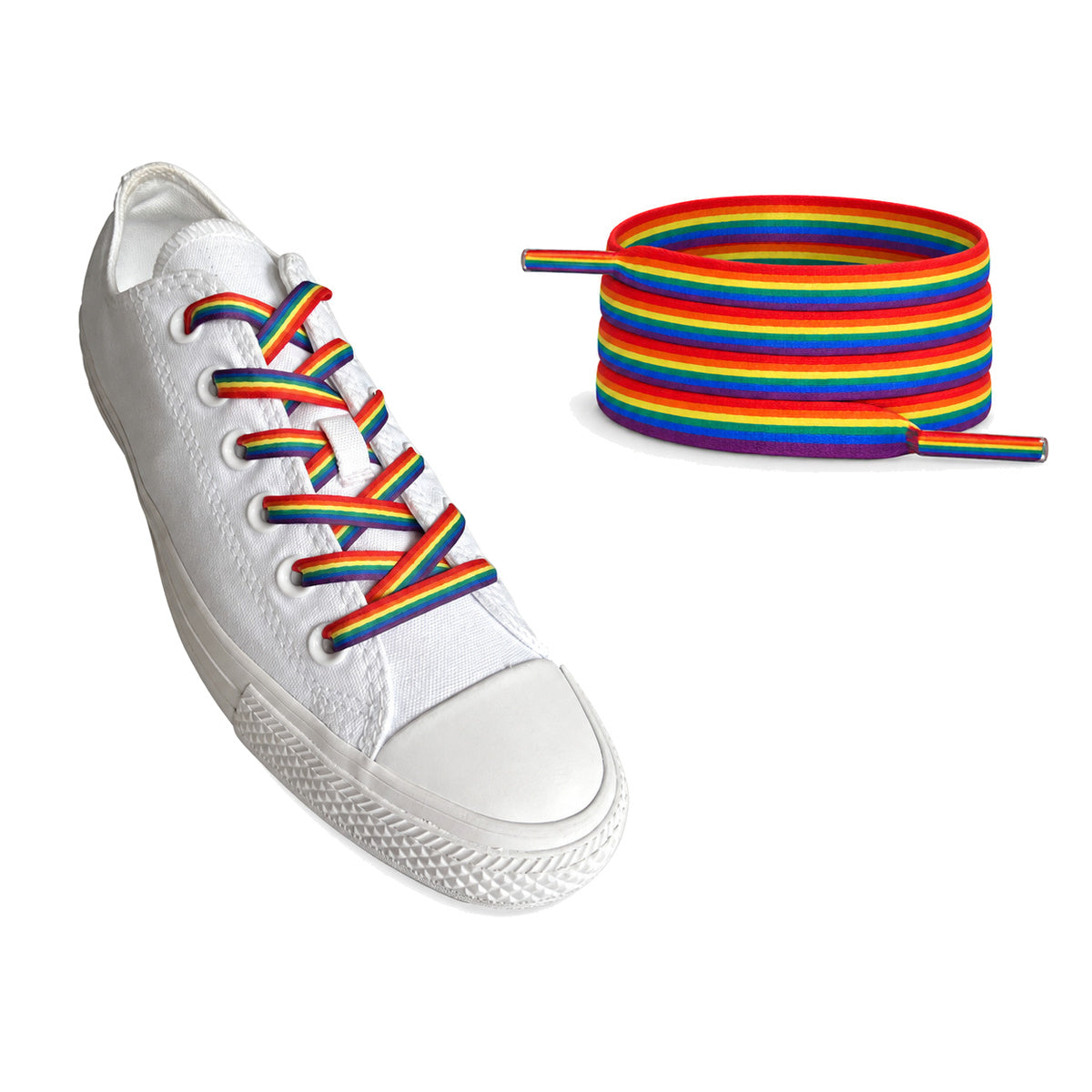 Arcoíris a rayas – cordones plano arcoiris rayas 02 sneaker blanco