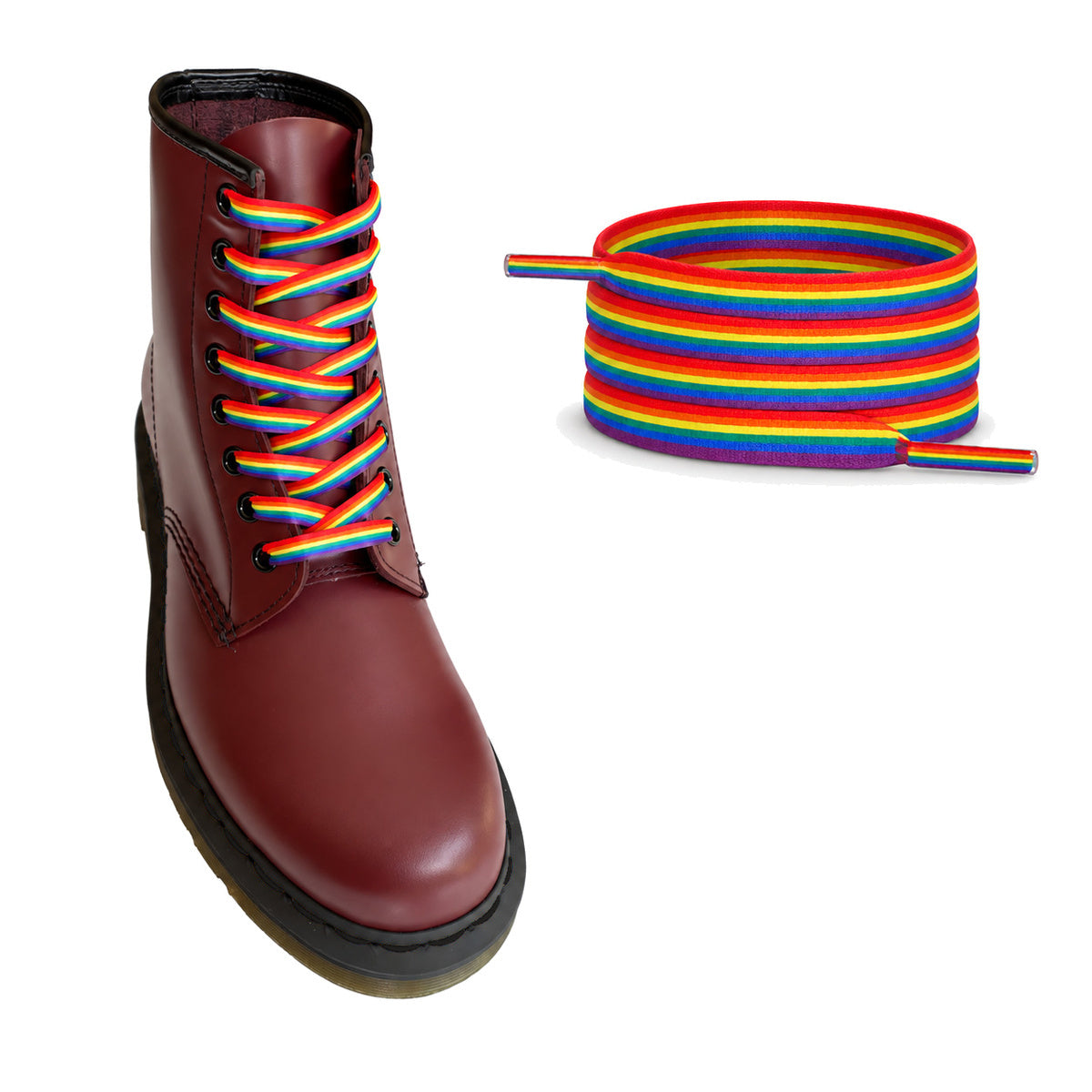 Arcoíris a rayas – cordones plano arcoiris rayas 04 bota burdeos