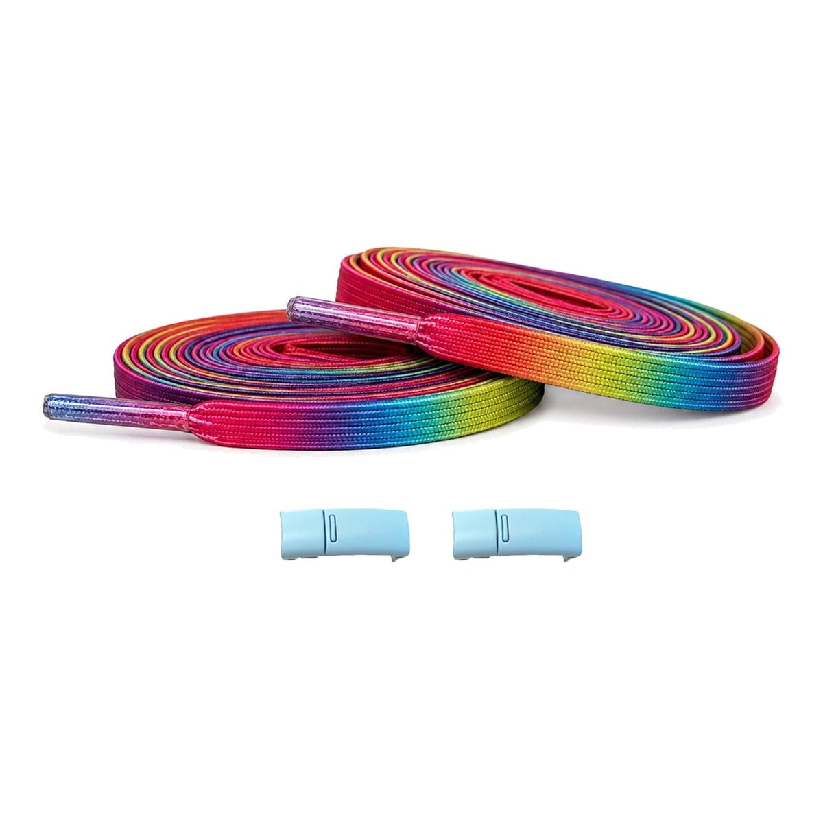Arcoíris / Azul claro – elasticos cordones arcoiris imanes azul