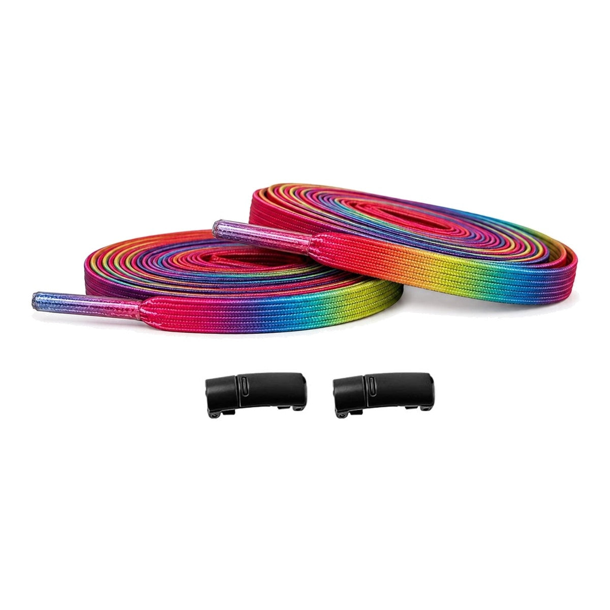Arcoíris / Negro – elasticos cordones arcoiris imanes negro